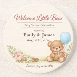 Baby Shower Coasters | Teddy Bear | Woodland Paste