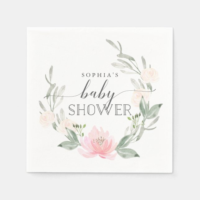 Baby Shower Cocktail Napkins Pastel Blush (Front)