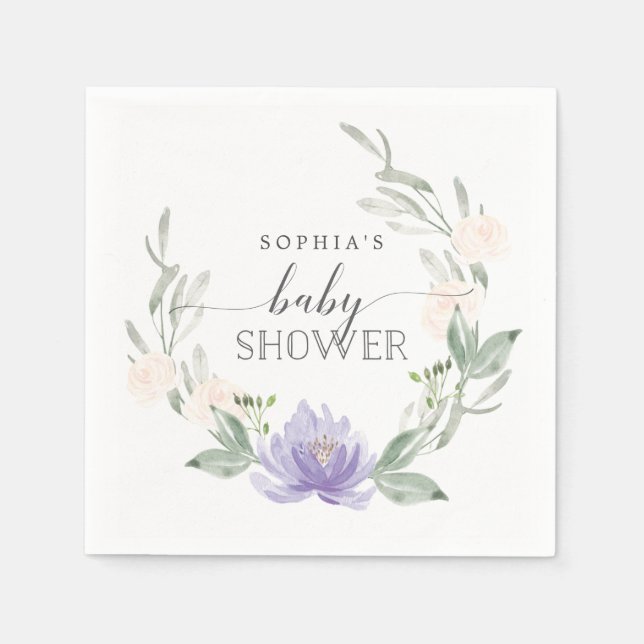 Baby Shower Cocktail Napkins Pastel Purple (Front)