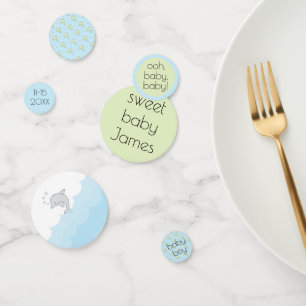 Baby Shower Confetti Dolphins Blue and Green