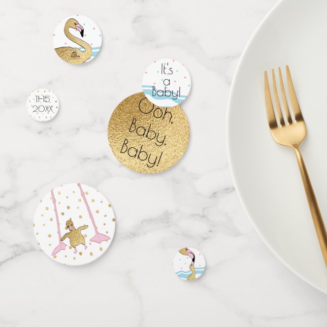 Baby Shower Confetti Gold Mommy N Baby Flamingo (Group)