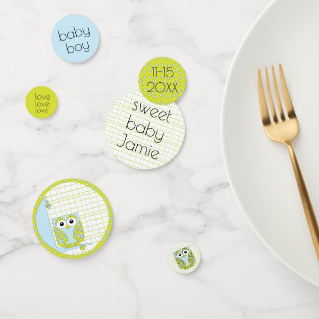 Baby shower Confetti Owl bleu et vert (Groupe)