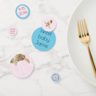 Baby shower Confetti Tortue rose et turquoise