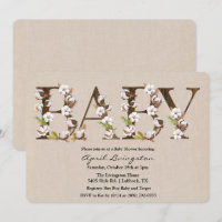 Baby Shower Cotton Alphabet Invitation