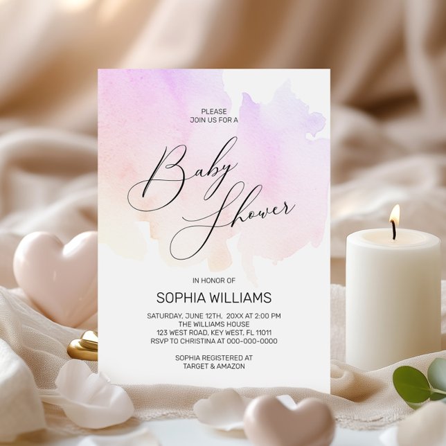 Baby shower couleur aquarelle Invitation (Créateur téléchargé)