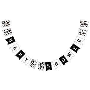 Baby Shower Cow Print Black and White Bunting Flags