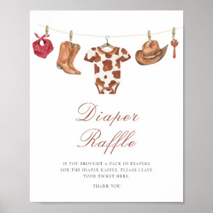 Baby-shower cowboy - affiche de tirage au sort de 