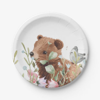 Baby Shower Cute Animal Bear Paper Plates