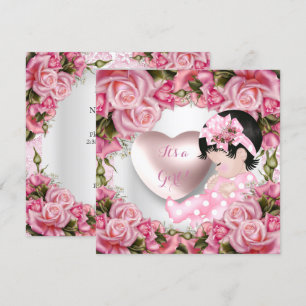 Baby Shower Cute Baby Girl Pink Roses Baby Girl 2 Invitation