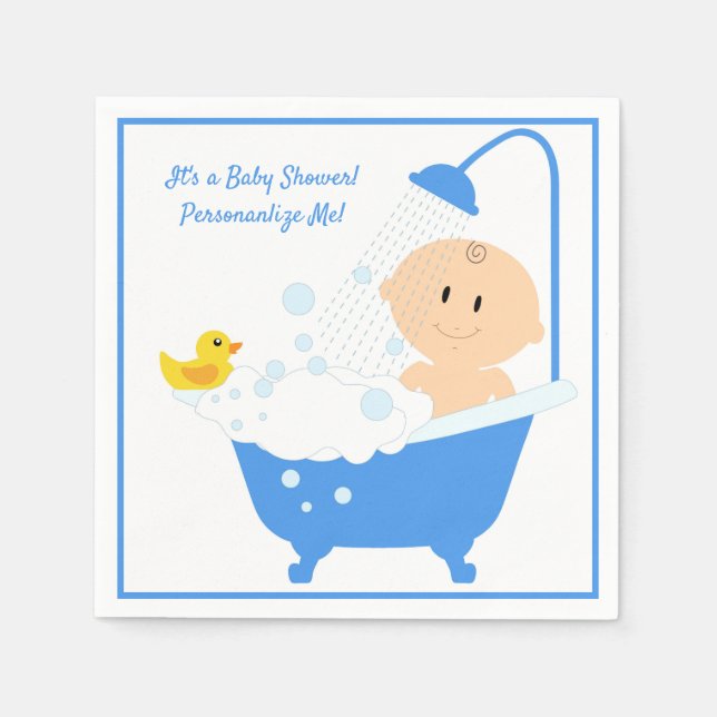 Baby Shower Cute Baby in Bathtub Personalized Napkin (Front)