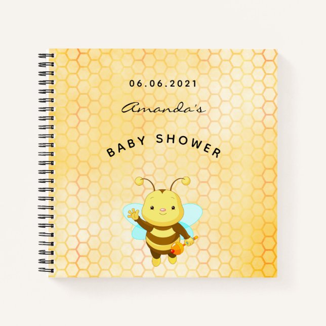 Baby Shower cute bumble bee honeycomb guest book (Front)