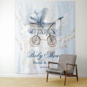 Baby Shower Cute Classic Baby Stroller Blue Floral Tapestry