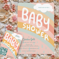 BABY SHOWER Cute Clouds Rainbow Rain Custom