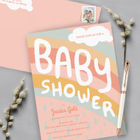 BABY SHOWER Cute Clouds Rainbow Rain Custom
