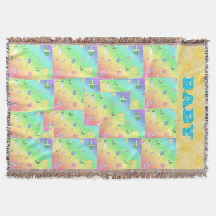 Baby Shower Cute Collage Expecting Mother Pattern Throw Blanket