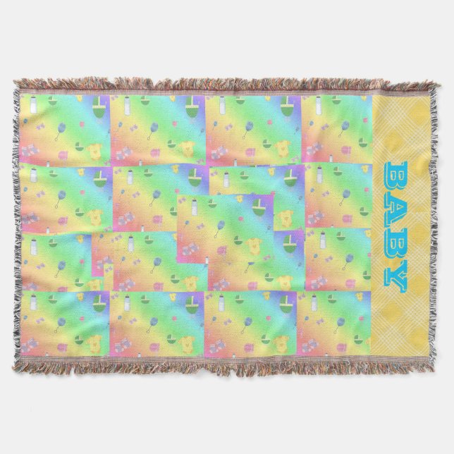 Baby Shower Cute Collage Expecting Mother Pattern Throw Blanket (Front)