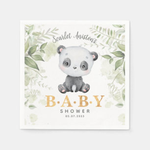 Baby Shower Cute Panda Eucalipt Greenery Napkin