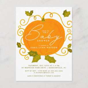 Baby shower   Cute Petite Invitation Citrouille