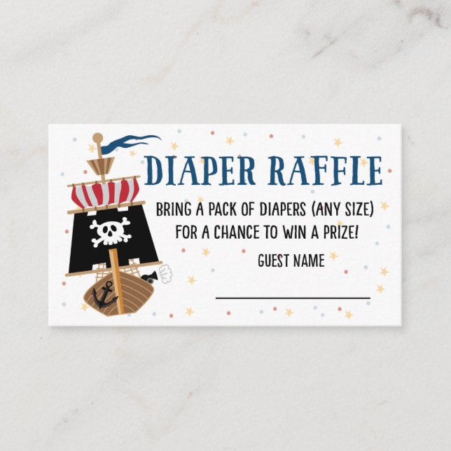 Baby Shower Cute Pirate Diaper Raffle Card (Front)