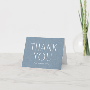 Baby shower cute simple chambray blue thank you card