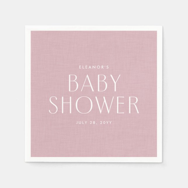 Baby shower cute simple pink personalized napkin (Front)