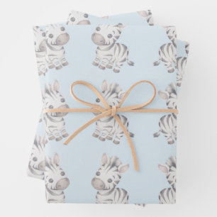Baby shower cute zebra pattern wrapping paper sheet