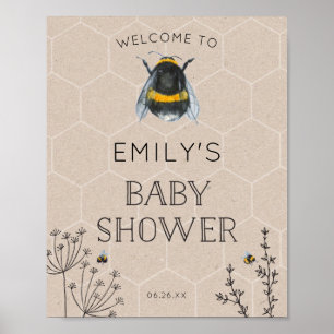 Baby shower d'abeilles Affiche de bienvenue nature