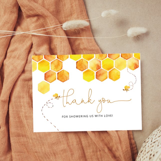 Baby shower d'abeilles miel merci cartes (Créateur téléchargé)