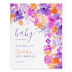 Baby shower d'accueil fleuri violet pastel