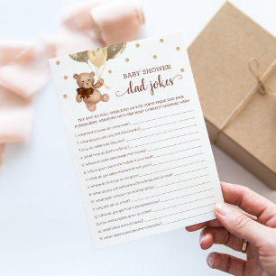 Baby Shower Dad Jokes Game Teddy Bear Brown Card