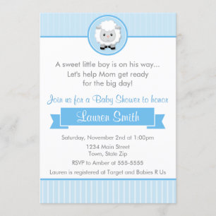 Baby shower d'agneau bleu Invitation 5x7