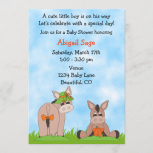 Baby shower d'âne mignon Invitation pour les garço