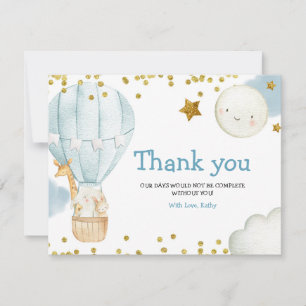 Baby shower d'animaux à ballon à air chaud carte d