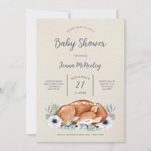 Baby shower d'animaux de bois, invitation aux cerf