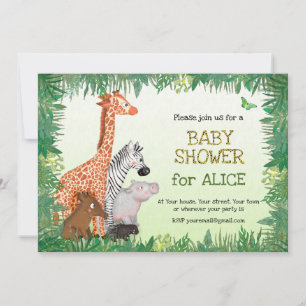 Baby shower d'animaux Safari invitation