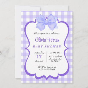 baby shower d'aquarelle blanc violet Invitation
