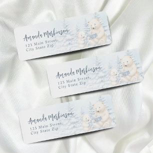 Baby shower d'aquarelle bleu d'ours polaire d'hive