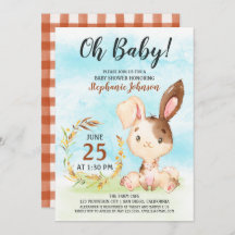 Baby shower d'aquarelle Bunny Invitation de ferme