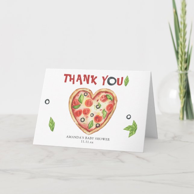 baby shower d'aquarelle coeur pizza MERCI (Devant)