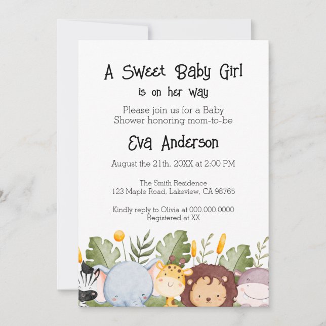 Baby shower d'aquarelle en bois mou Invitation (Devant)