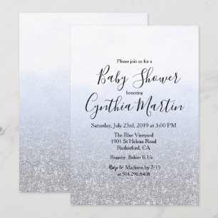 Baby shower d'aquarelle gris bleu Invitation
