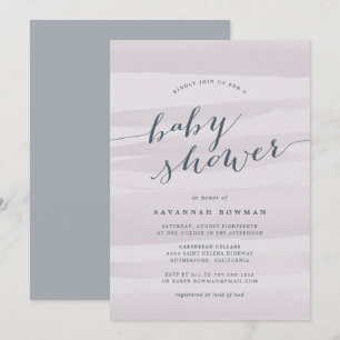 Baby shower d'aquarelle gris Lilac Invitation