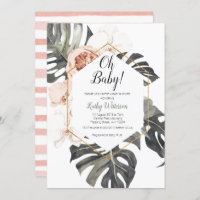 Baby shower d'aquarelle Monstera Invitation