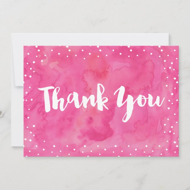 Baby shower d'aquarelle rose | CARTE DE REMERCIEME (Devant)