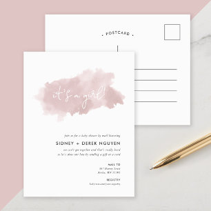 Baby shower d'aquarelle rose pâle par Invitation d