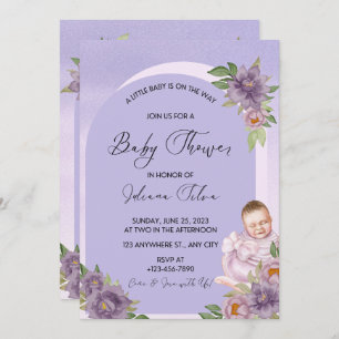 Baby shower d'aquarelle violet Invitation