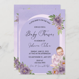 Baby shower d'aquarelle violet Invitation