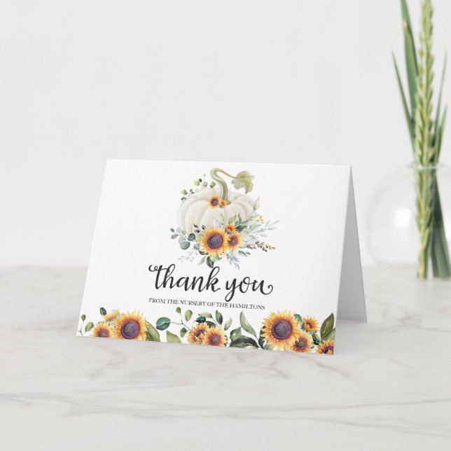 Baby shower d'automne Citrouille de verdure Carte  (Devant)
