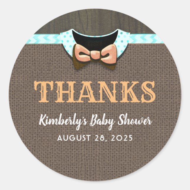 Baby shower d'automne Merci Sticker rond classique (Devant)