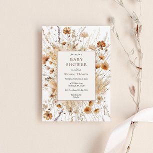 Baby shower d'automne Orange Floral Invitation